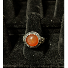 Medieval Ring - 10mm Carnelian and Silver - Adjustable