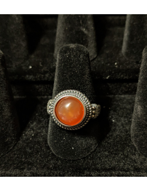 Medieval Ring - 10mm Carnelian and Silver - Adjustable