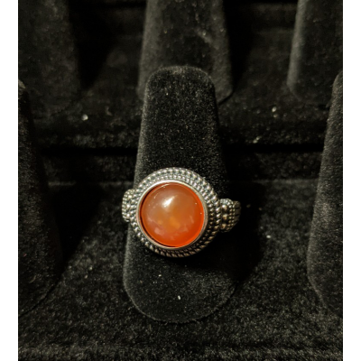 Medieval Ring - 10mm Carnelian and Silver - Adjustable