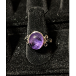 Medieval Ring - 10x12mm Amethyst and Silver - Adjustable
