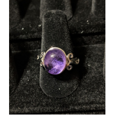 Medieval Ring - 10x12mm Amethyst and Silver - Adjustable