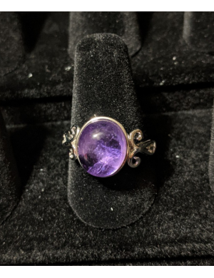 Medieval Ring - 10x12mm Amethyst and Silver - Adjustable