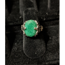 Medieval Ring - 10x14mm Emerald and White Gold - Adjustable