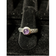 Medieval Ring - 5mm Amethyst and Silver - Adjustable