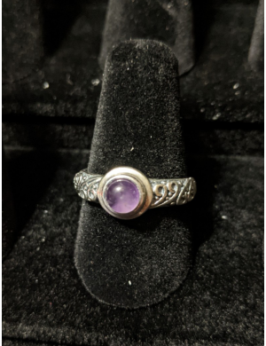Medieval Ring - 5mm Amethyst and Silver - Adjustable