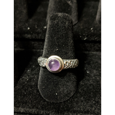 Medieval Ring - 5mm Amethyst and Silver - Adjustable
