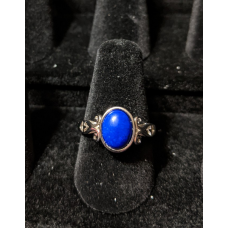 Medieval Ring - 7x9mm Lapis Lazuli and Silver - Adjustable