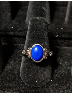 Medieval Ring - 7x9mm Lapis Lazuli and Silver - Adjustable