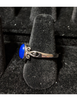 Medieval Ring - 7x9mm Lapis Lazuli and Silver - Adjustable