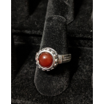 Medieval Ring - 8mm Carnelian and Silver - Adjustable