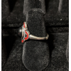 Medieval Ring - 8mm Onyx, Red Enamel and Silver - Adjustable