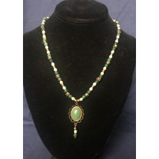 Single Drop Italian Renaissance Necklace - Jade and Pearl