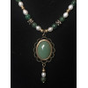 Single Drop Italian Renaissance Necklace - Jade and Pearl