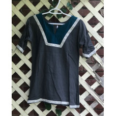 Girl's AS Overtunic - M/10 Charcoal and Teal
