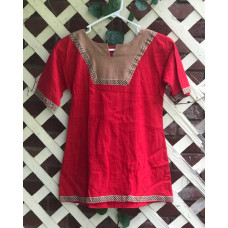 Girl's AS Overtunic - S/6-8 Red and Light Brown