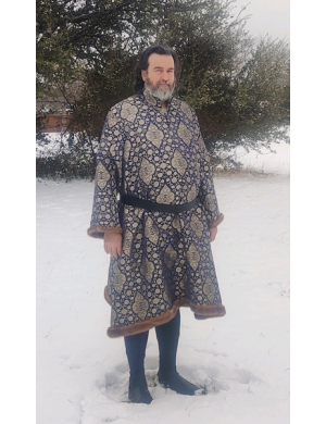 Men's Houppelande - Blue and Gold - Size 2X