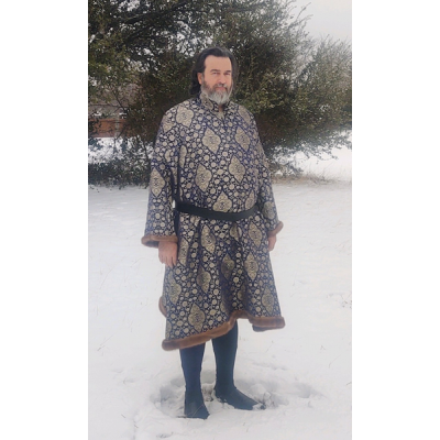 Men's Houppelande - Blue and Gold - Size 2X