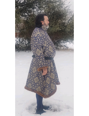 Men's Houppelande - Blue and Gold - Size 2X