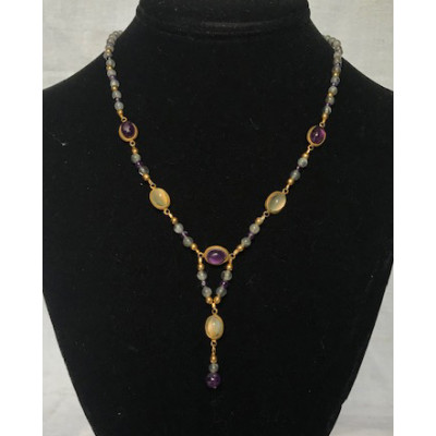 Late Medieval Necklace - Amethyst and Moonstone 2