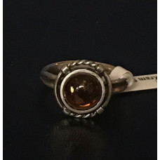 Medieval Ring - 8mm Polish Amber and Silver - Size 7