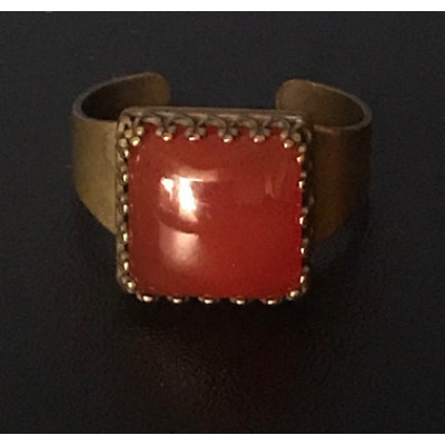 Medieval Ring - 10mm Red Onyx and Brass