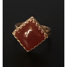 Medieval Ring - 10mm Red Onyx and Sterling Silver