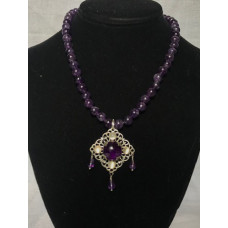 Triple Drop Italian Renaissance Necklace - Amethyst and Moonstone