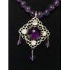 Triple Drop Italian Renaissance Necklace - Amethyst and Moonstone