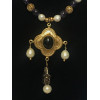 Triple Drop Italian Renaissance Necklace - Amethyst and Pearl