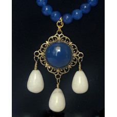 Triple Drop Italian Renaissance Necklace - Blue Adventurine