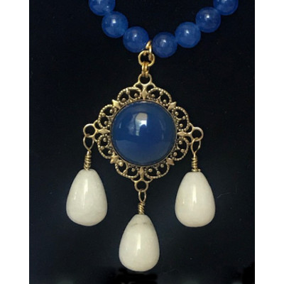 Triple Drop Italian Renaissance Necklace - Blue Adventurine