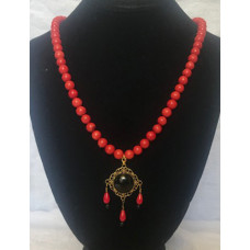 Triple Drop Italian Renaissance Necklace - Red Coral