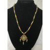 Triple Drop Italian Renaissance Necklace - Jade and Pearl