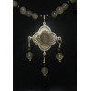 Triple Drop Italian Renaissance Necklace - Grey Moonstone and Onyx