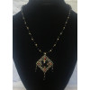 Triple Drop Italian Renaissance Necklace - Onyx and Garnet