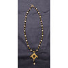 Triple Drop Italian Renaissance Necklace - Onyx and Antique Pearl