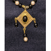 Triple Drop Italian Renaissance Necklace - Onyx and Antique Pearl